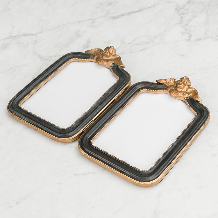 Двойная рамка для фото Золотистые ангелы Black And Gold Angles Double Photo Frame