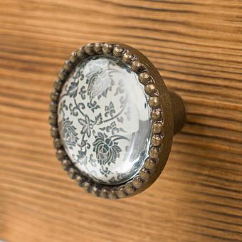 Damask Lotus Metal Glass Knob