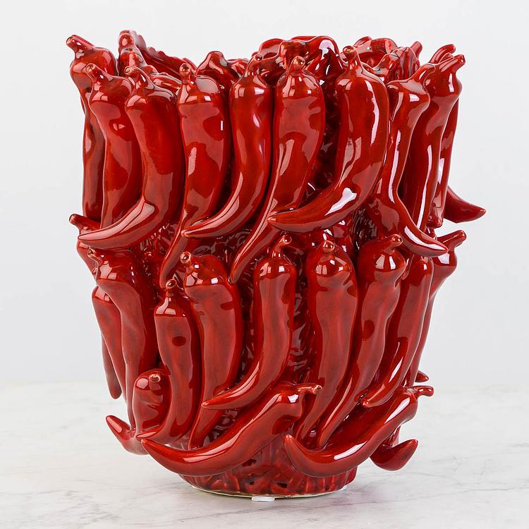 Красная ваза Перцы Чили, L Chili Bordeaux Red Vase Large