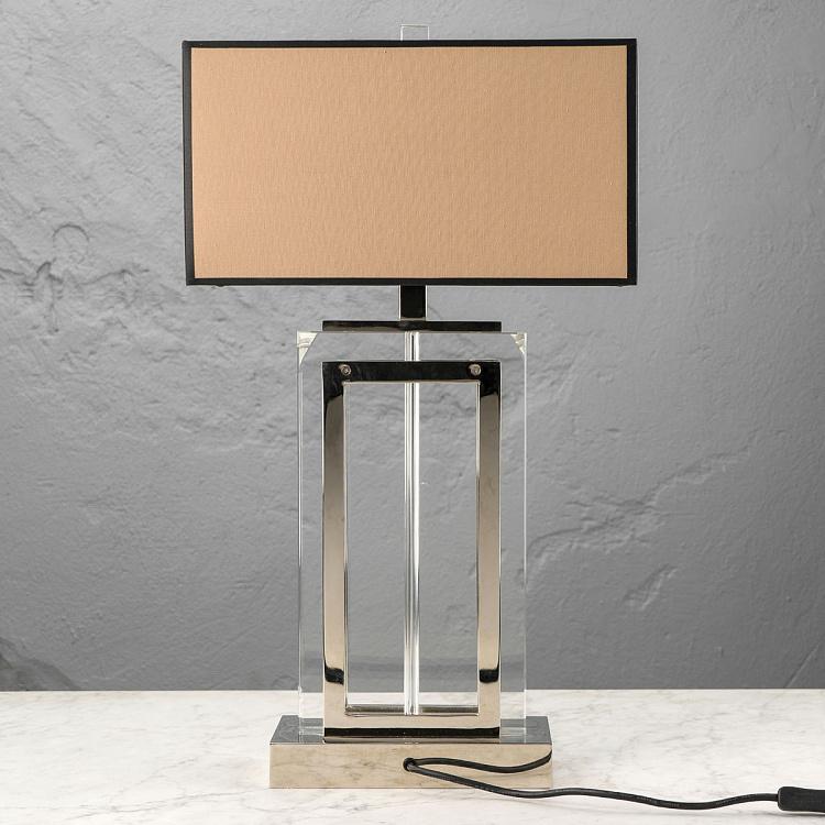 Настольная лампа Арлингтон из стекла и никелированной стали Lamp Arlington Crystal