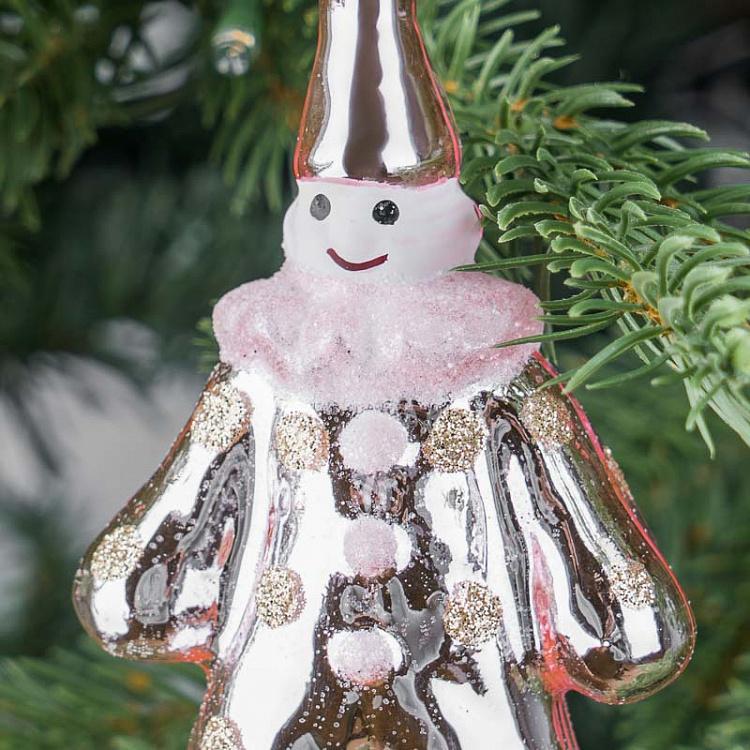 Ёлочная игрушка Розовый клоун Glass Clown Pink 14 cm
