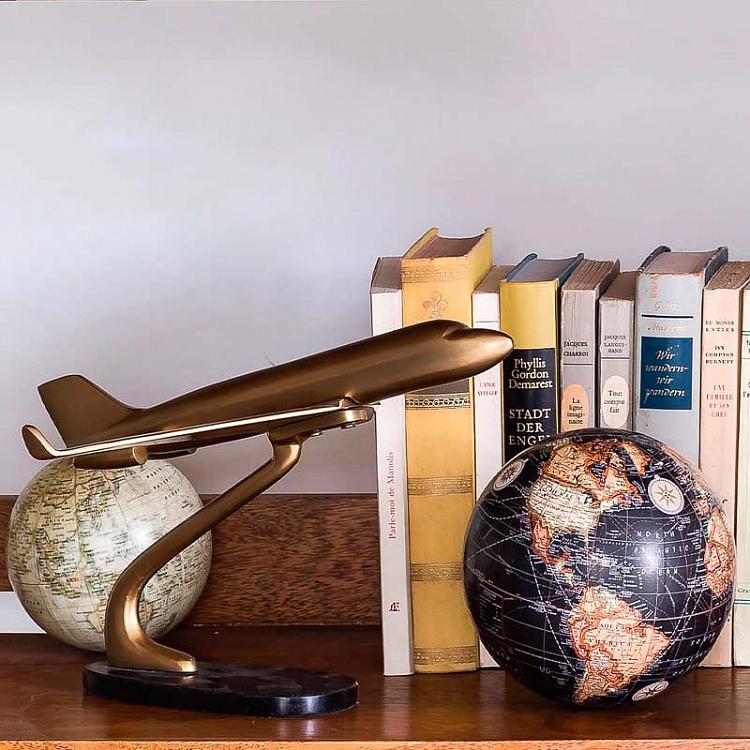 Статуэтка Самолет золотого цвета на подставке Golden Plane On Base