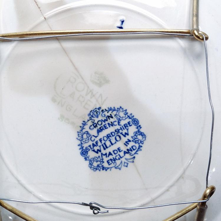 Винтажная тарелка белая с голубым мотивом 18, M Vintage Plate Blue White Medium 18