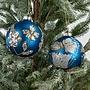 Набор из 2-х ёлочных игрушек Set Of 2 Glass Sequence Flower Ball Blue Silver 10 cm
