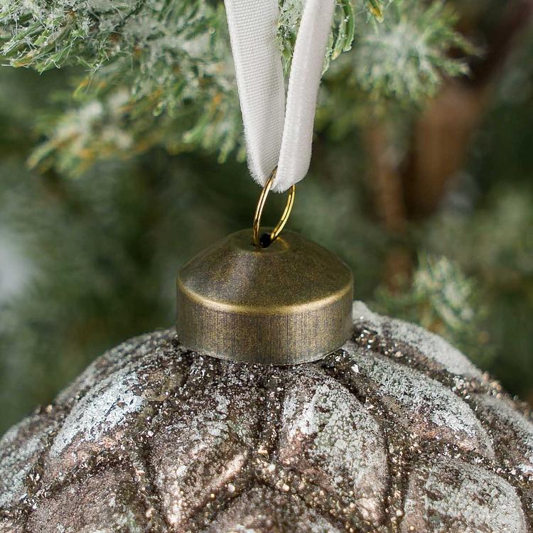 Ёлочная игрушка Винтажно-серебристый шар, M Aged Multifaceted Ball Silver 10 cm