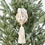 Новогодняя подвеска Rhinestones Beige Ball Pendant With Tassel 26 cm