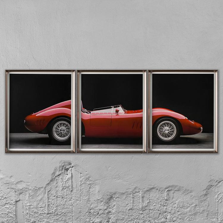 Фото-принт триптих в серебристой раме Мазерати 250С Фантуцци Set Of 3 Maserati 250S Fantuzzi, Pewter Frame