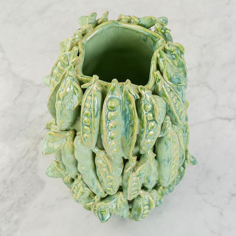 Зелёная узкая ваза Стручки гороха Peapod Green Vase Thin