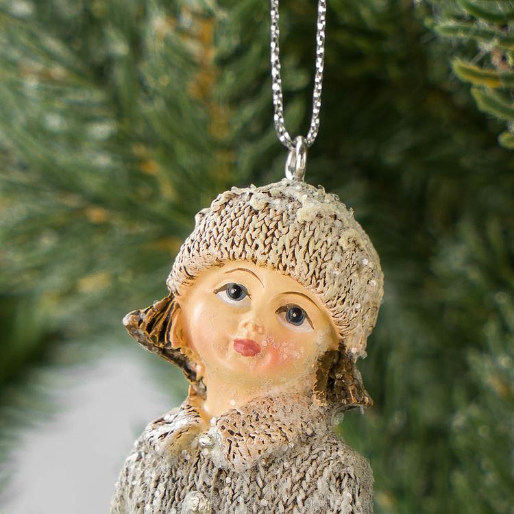 Набор из двух ёлочных игрушек Дети на коньках Set Of 2 Skating Snowkids Cream 10,5 cm