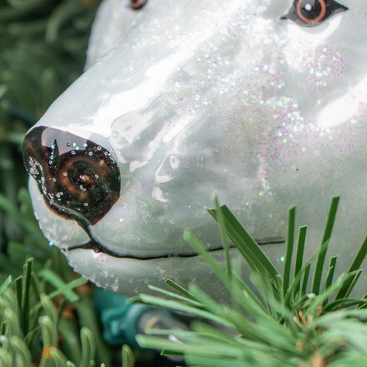 Набор из двух ёлочных игрушек Бурый и полярный медведи Set Of 2 Glass Bear Heads Black/White 10 cm