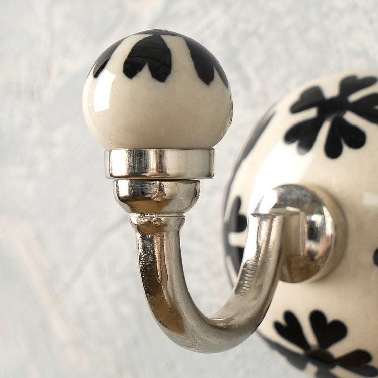 Керамический крючок Чёрный цветок Black Floral Ceramic Hook