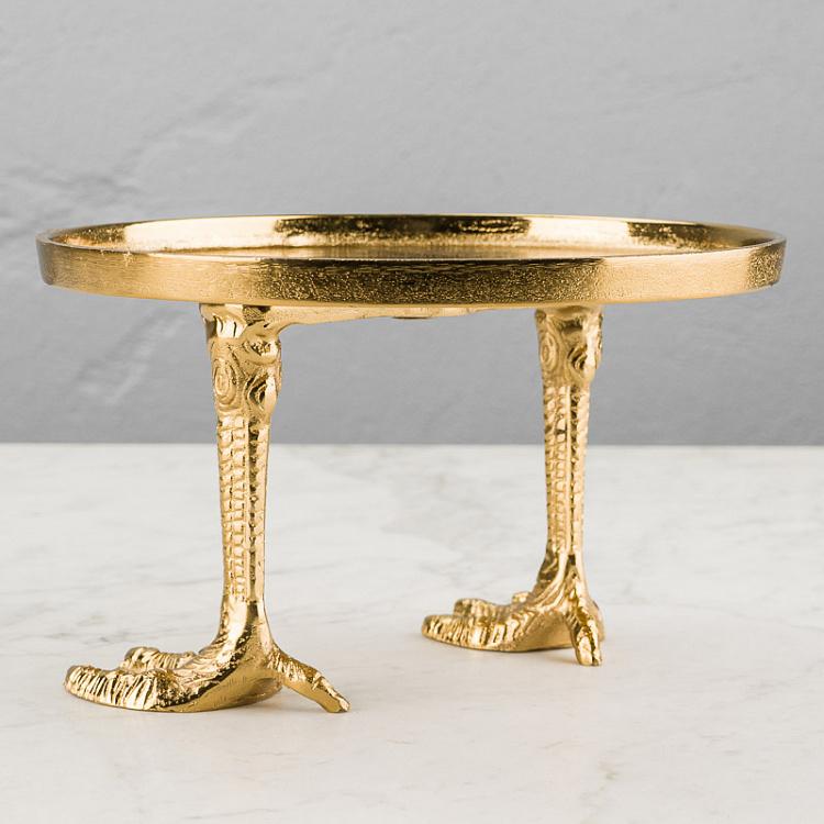 Круглый золотой поднос-тортовница на утиных ножках Duck Feet Tray Gold