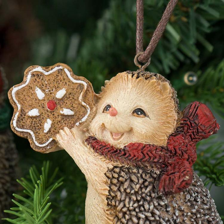 Набор из двух ёлочных игрушек Ёжики с имбирным печеньем Set Of 2 Xmas Hedgehogs With Ginger 8,5 cm