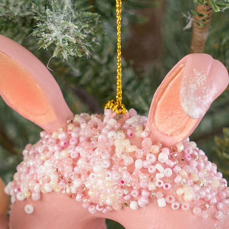 Набор из двух ёлочных игрушек Кролики-пончики Set Of 2 Candy Rabbit Donuts Blue Pink 14,5 cm