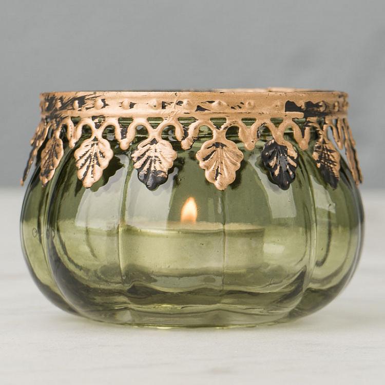 Круглый стеклянный подсвечник Антик Glass Metal Antique Round Votive