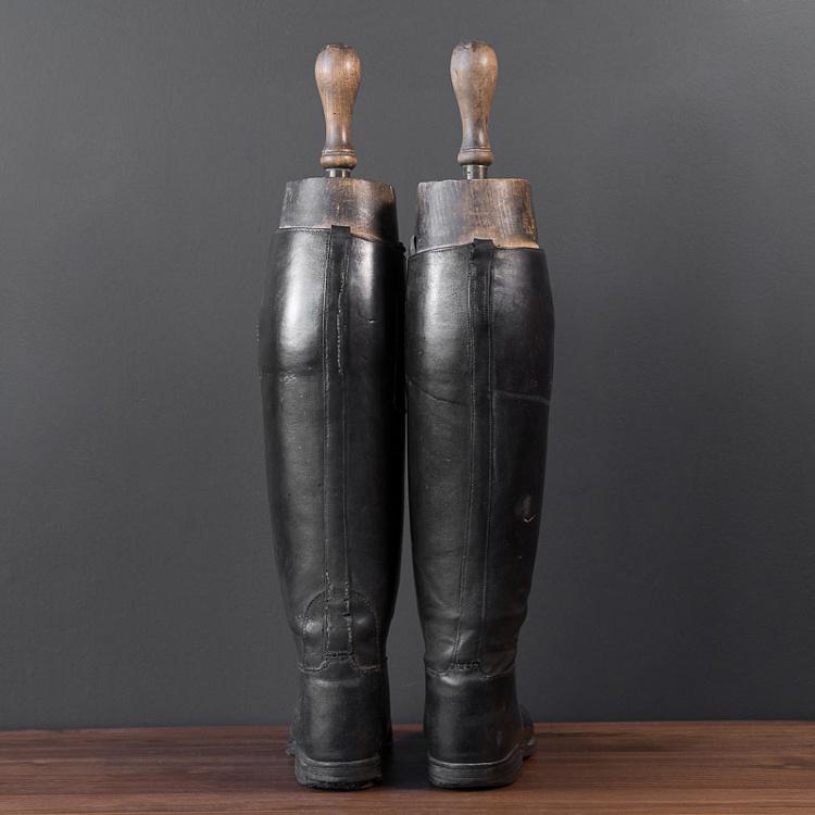 Винтажные сапоги для верховой езды 3 Vintage Black Riding Boots With Shoe Lasts 3