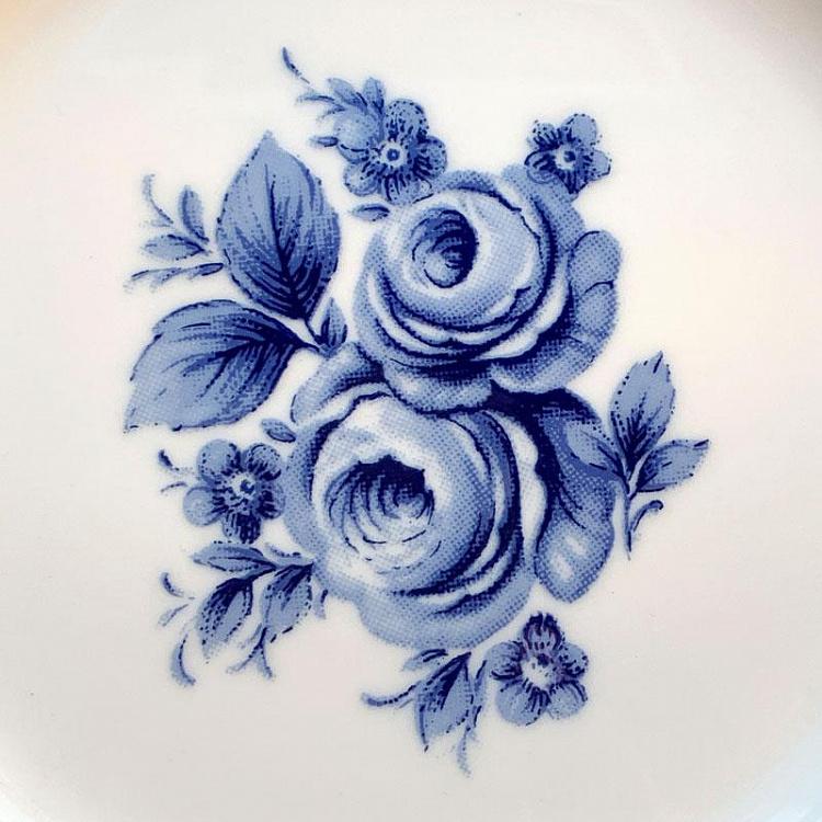 Винтажная тарелка Голубые розы, M Vintage Plate Blue Roses Medium