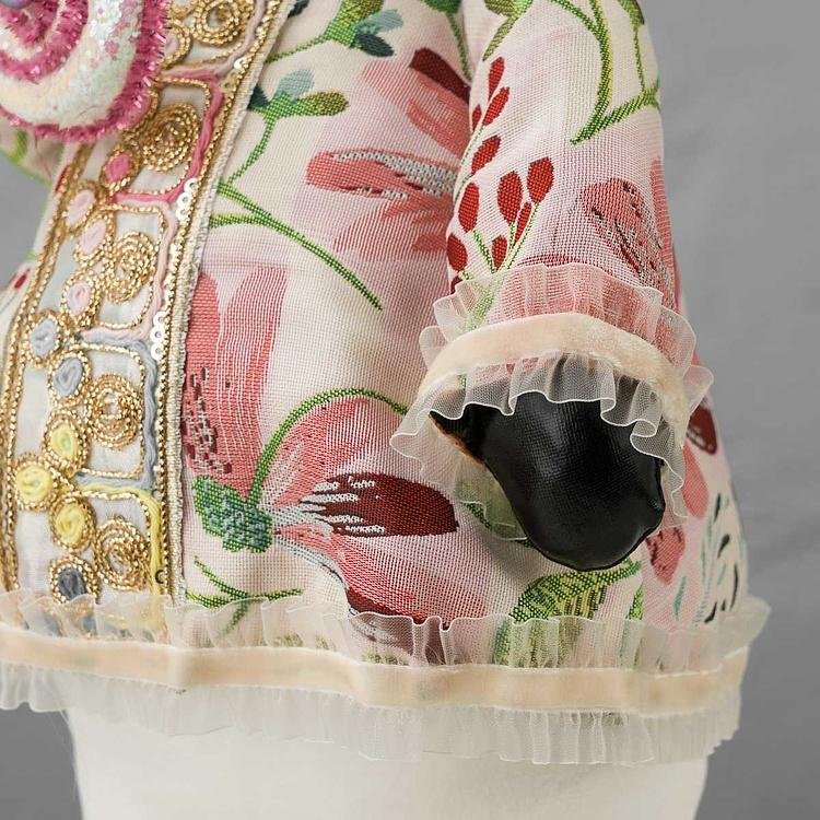 Статуэтка Белая мышка в платье с цветочным узором Floral White Mouse With Dress