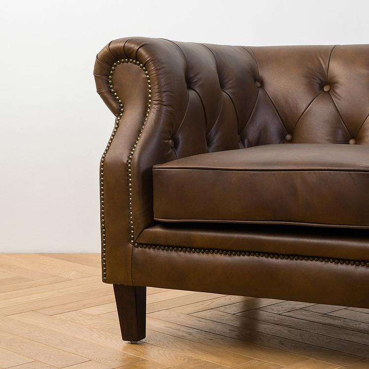 Двухместный диван Парламент, красно-коричневые ножки Parlament 2 Seater, Red Brown Wood D