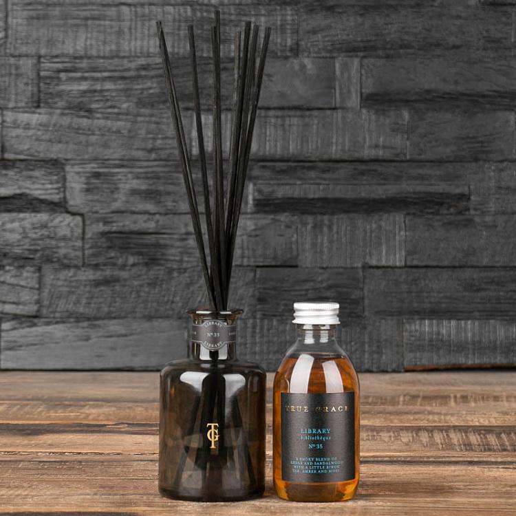 Аромадиффузор набор (палочки, жидкость, бутылочка) Библиотека, 200 мл Small Reed Diffuser Library 200 ml