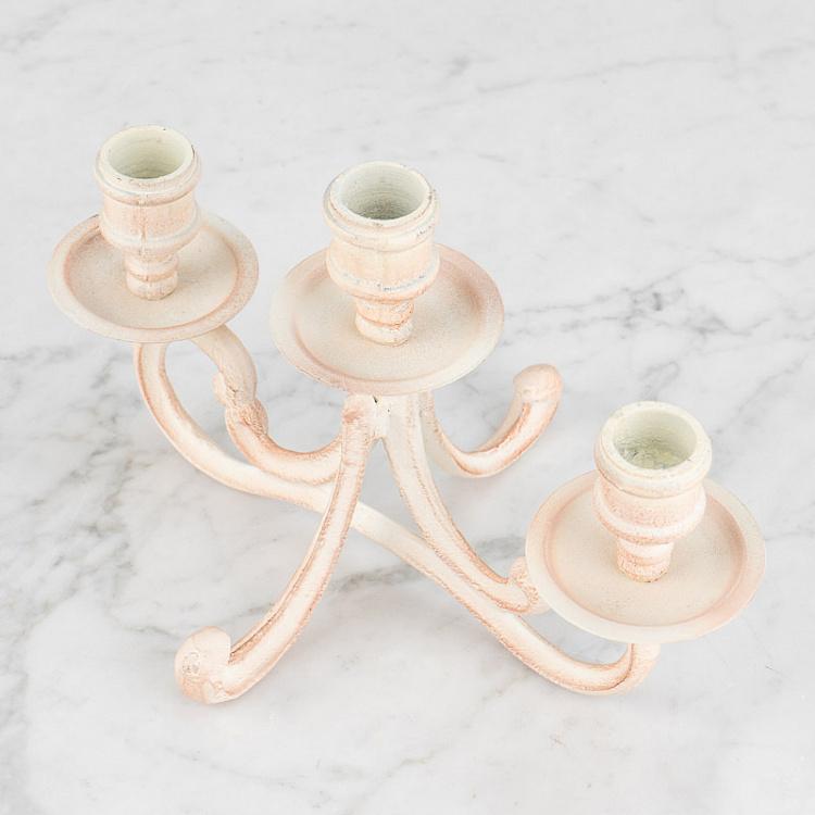 Подсвечник на три свечи цвета слоновой кости Candle Holder For 3 Candles Iron Antic Ivory
