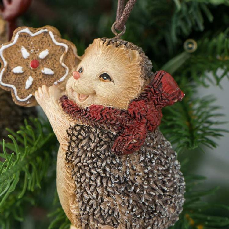 Набор из двух ёлочных игрушек Ёжики с имбирным печеньем Set Of 2 Xmas Hedgehogs With Ginger 8,5 cm