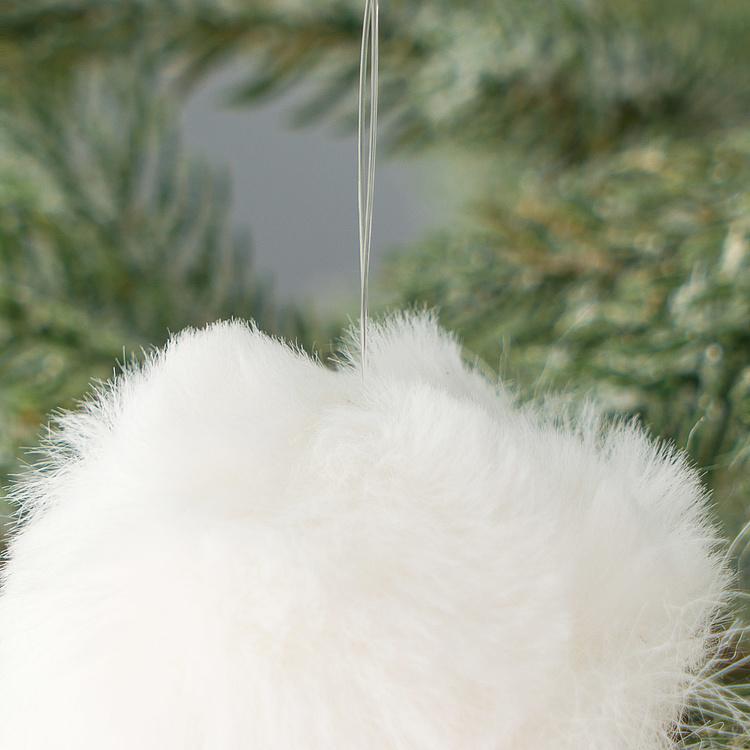 Набор из двух ёлочных игрушек Белые пушистые совы Set Of 2 Furry Owls White 11 cm