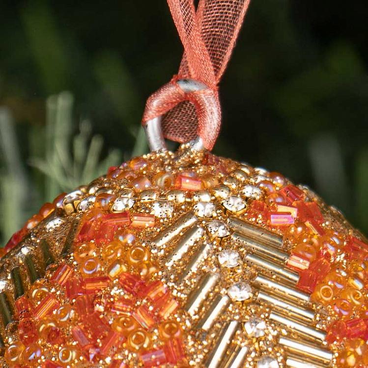 Ёлочная игрушка с бисерным орнаментом оперения Яйцо Пчелоед Xmas Hanging Egg Guepier 10 cm