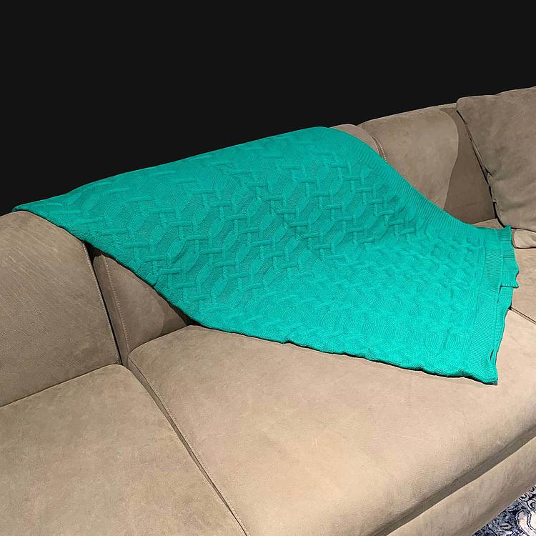 Зелёный шерстяной плед Вермонт в вязаном тубусе, 130x180 см Vermont Plaid Dark Green 130x180 cm