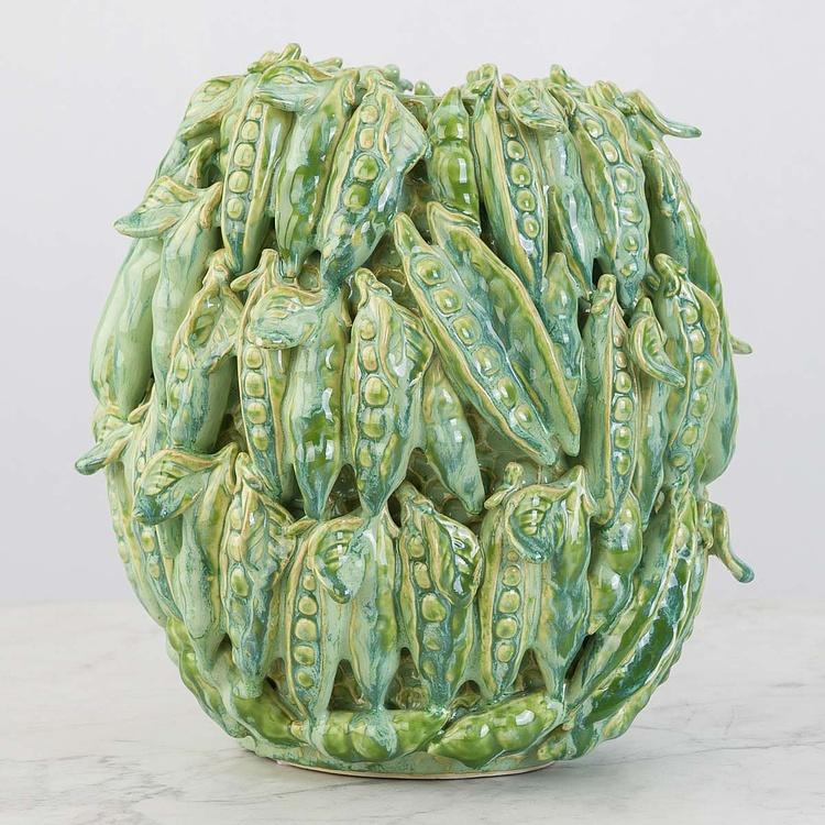 Зелёная широкая ваза Стручки гороха Peapod Green Vase Wide