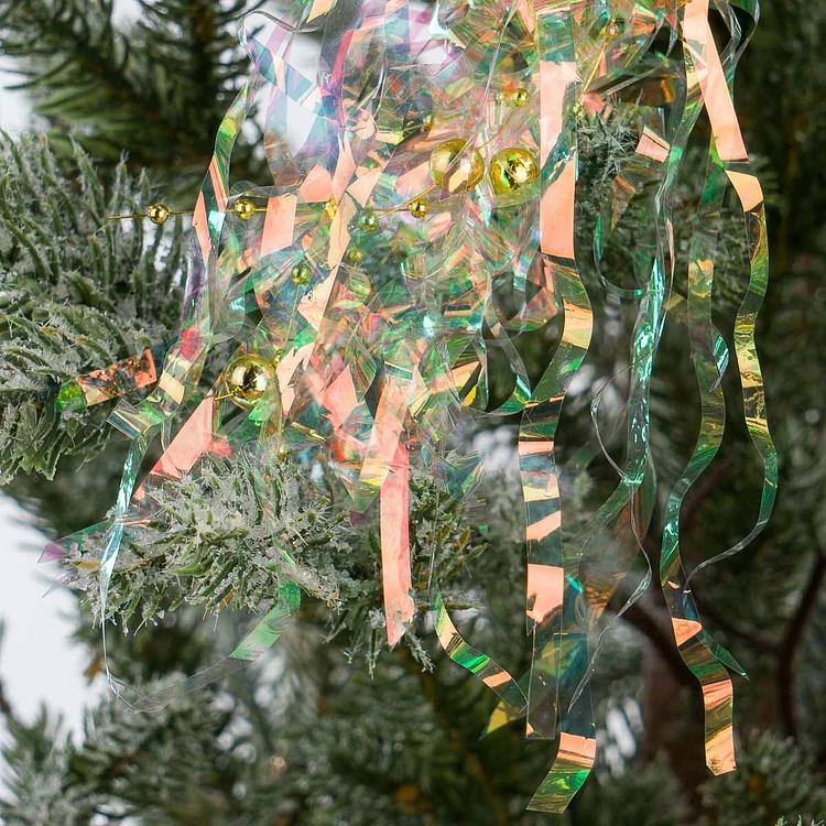 Набор из двух ёлочных игрушек с мишурой Медузы Set Of 2 Tinsel Iron Jellyfish Gold Champagne 19 cm