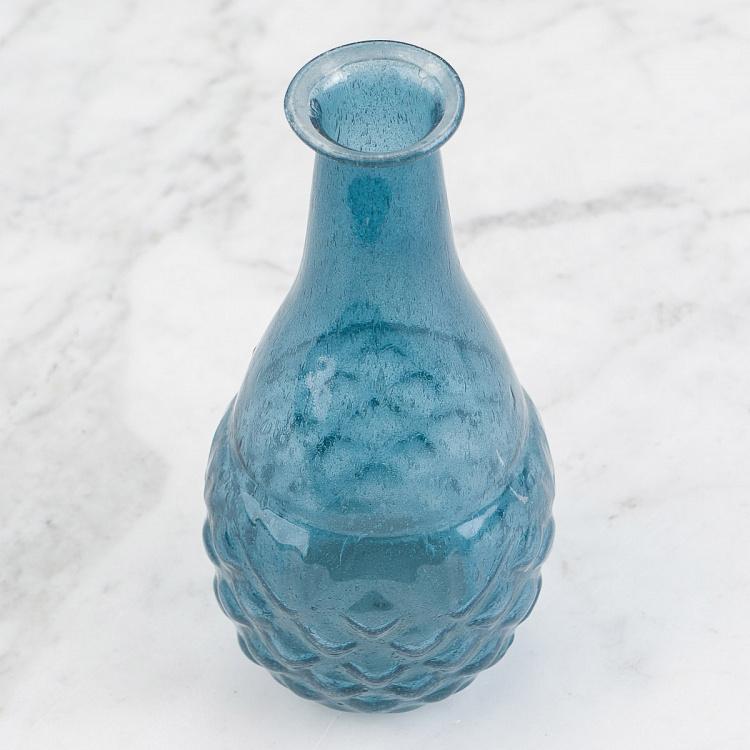 Узкая синяя мини-ваза из переработанного стекла Narrow Recycled Glass Vase Blue