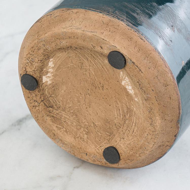 Широкая тёмно-синяя керамическая мини-ваза Бутыль Bottle Vase Dark Blue Wide