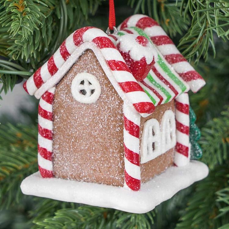 Ёлочная игрушка с led-подсветкой Пряничный домик Gingerbread House Led Light 7 cm