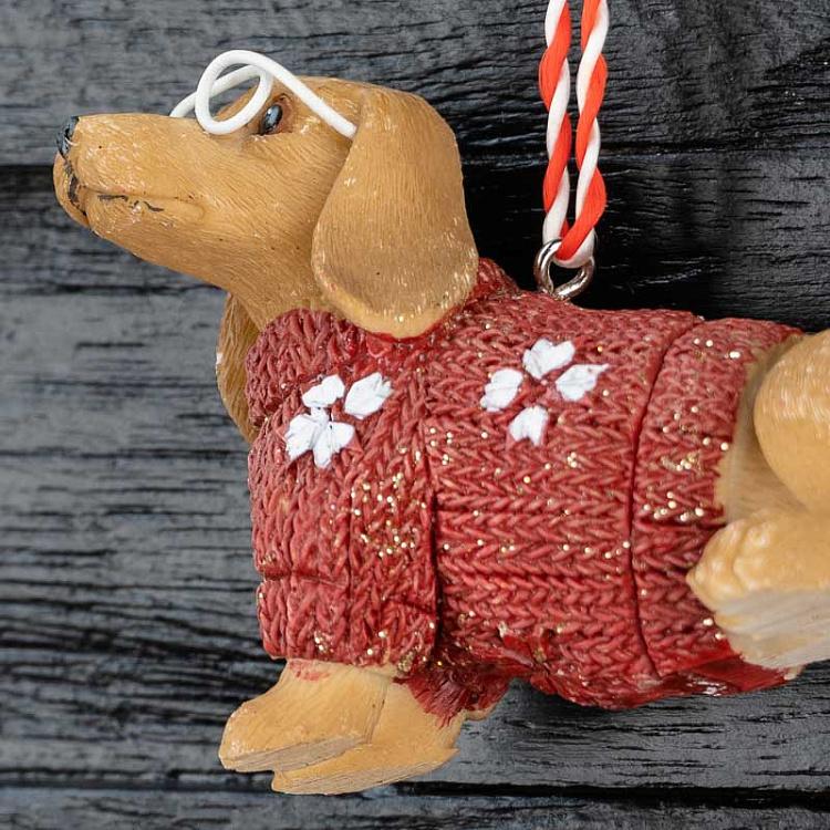 Ёлочная игрушка Такса в очках Dachshund With Glasses 5,5 cm