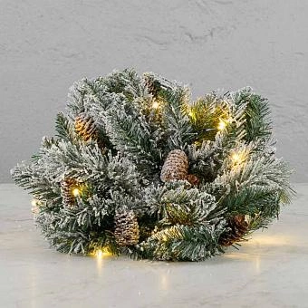 35 Led Light Flock Pine Snowflake Battery Operated 40 cm