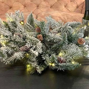 35 Led Light Flock Pine Snowflake Battery Operated 46 cm